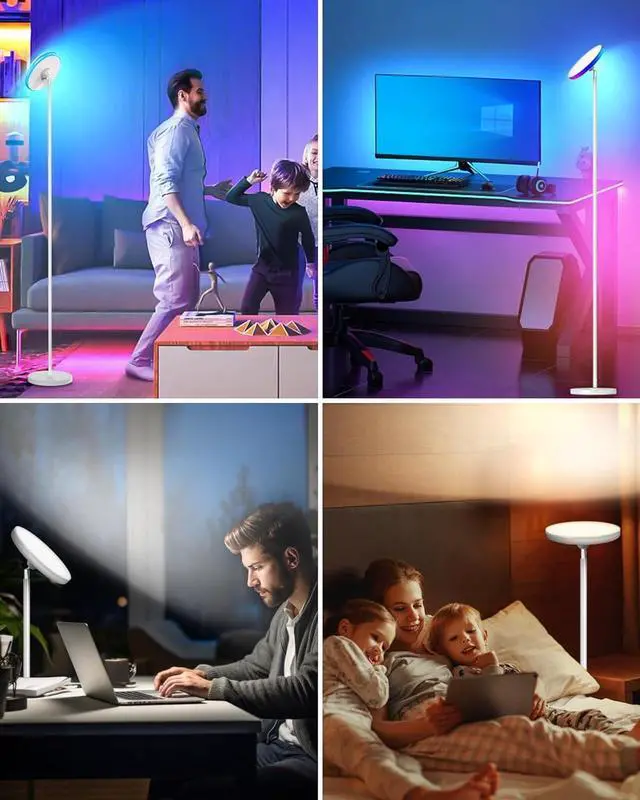 Alt view image 7 of 7 - Floor Lamp, 42W 3700LM Modern Torchiere Sky LED Lamps, Super Bright Tall Standing Pole Light with Remote, 5 Color Temperatures,Memory Function & Touch Control for Living Room, Bedroom, Office(White)