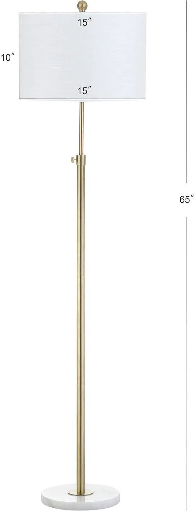 Alt view image 3 of 7 - JONATHAN Y JYL3022A June 65" Adjustable Metal/Marble LED Floor Lamp, Modern, Contemporary, Elegant, Glam, Office, Living Room, Family Room, Dining Room, Bedroom, Hallway, Foyer, Brass