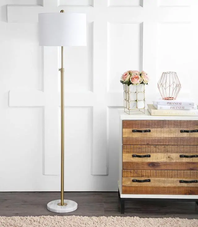 Alt view image 7 of 7 - JONATHAN Y JYL3022A June 65" Adjustable Metal/Marble LED Floor Lamp, Modern, Contemporary, Elegant, Glam, Office, Living Room, Family Room, Dining Room, Bedroom, Hallway, Foyer, Brass