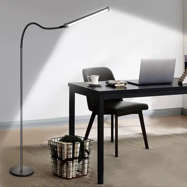 Main image of Floor Lamp for Office,18W Super Bright LED Floor Lamp,Adjustable 2700K-6500K Colors and Dimmer,Brightness Gooseneck Standing Lamp, Adjustable Gooseneck Reading Floor Lamp for Bedroom Office Black