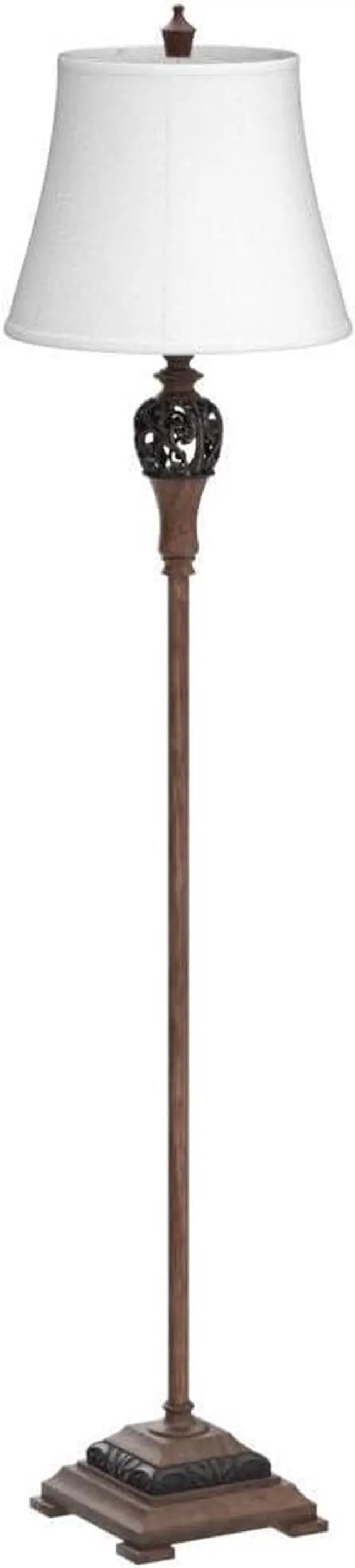 Alt view image 4 of 7 - Vintage Floor Lamp for Living Room Traditional Farmhouse Tall Standing Lamp Mid-Century Antique Bedroom Pole Lamp with White Fabric Shade Rustic Bright Lighting Elegant Reading Lamp Retro Home Decor