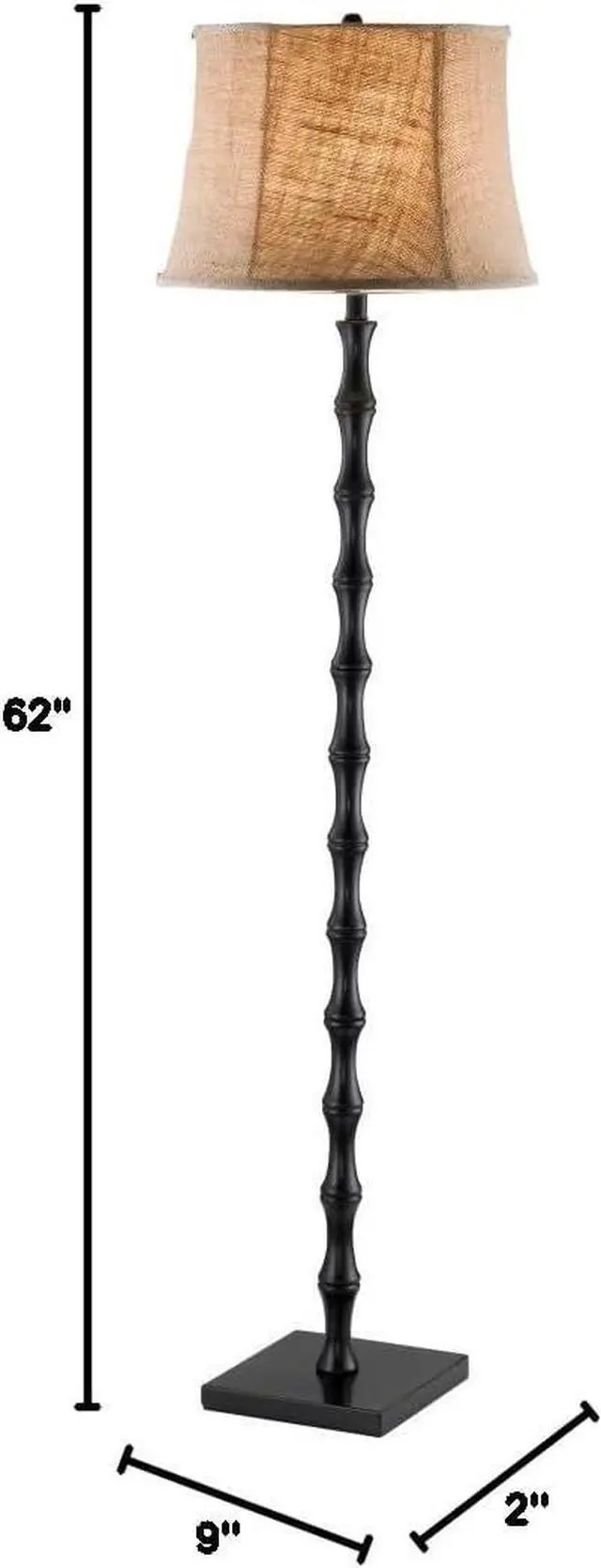 Alt view image 6 of 6 - Adesso 1523-01 Stratton Floor Lamp, 62 in., 2 x 150 W Incandescent/CFL, Black/Brown, 1 Black Lamp