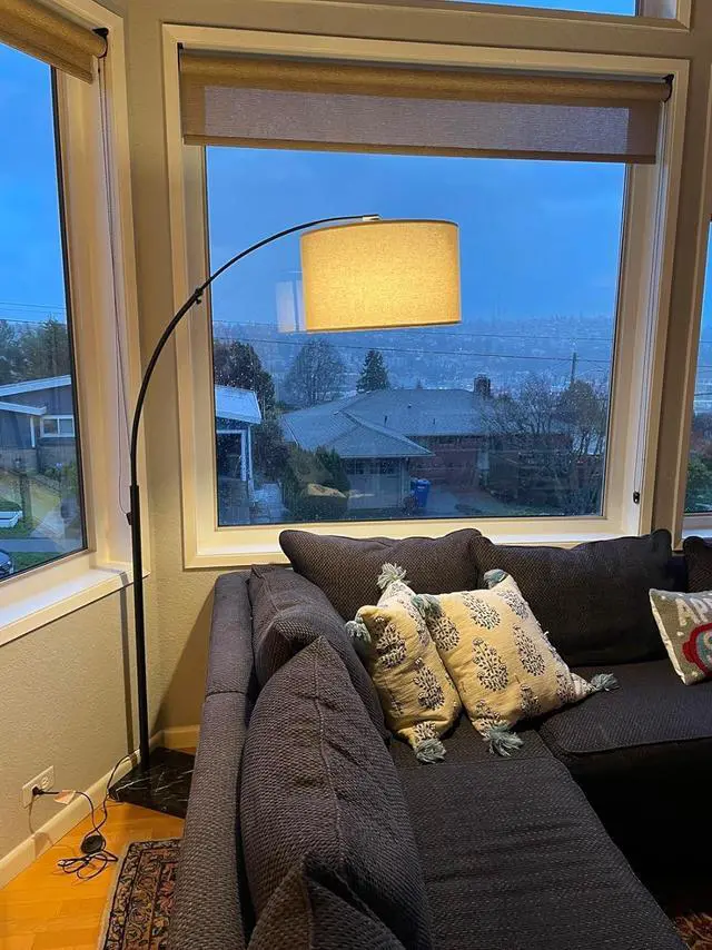 Alt view image 3 of 7 - Brightech Logan Arc Floor Lamp, Bright Standing Lamp for Living Rooms, Offices & Bedrooms, Modern Living Room Décor, Tall Hanging Floor Lamp for Reading and More  Black