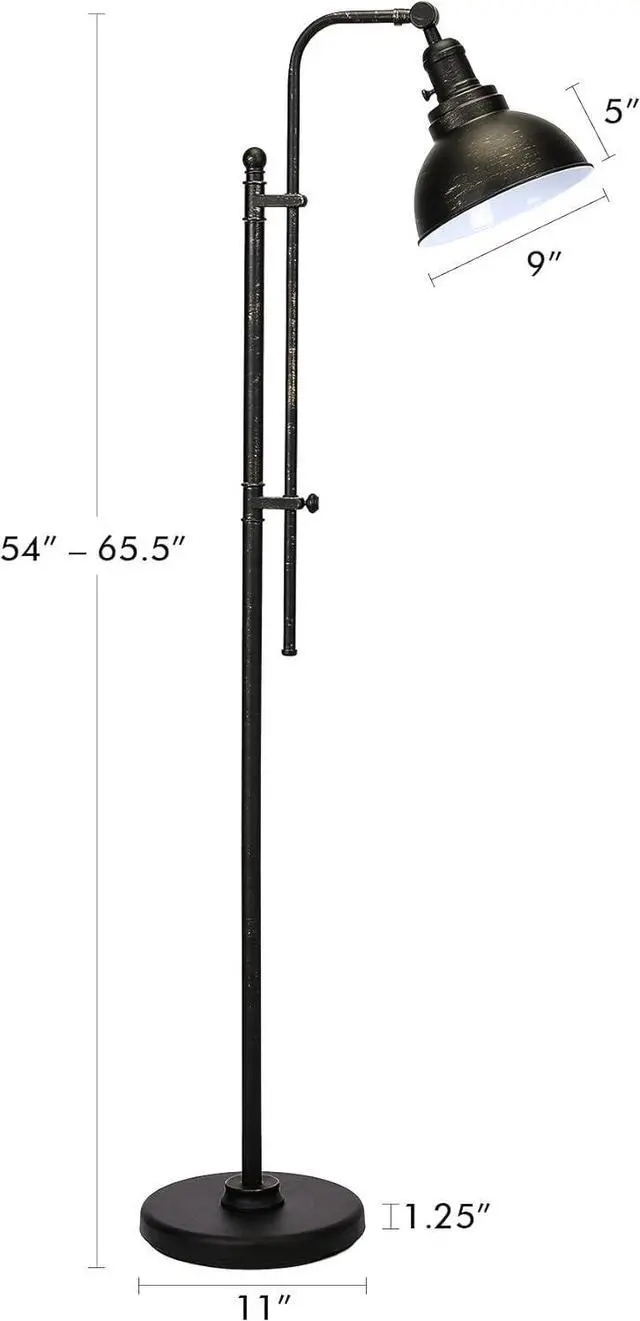 Alt view image 7 of 7 - VONLUCE Floor Lamp, 65'' Tall Industrial Floor Lamp, Adjustable Height & Head Vintage Metal Standing Reading Pole Lamp, Floor Lamps for Living Room, Bedroom, Office, Farmhouse