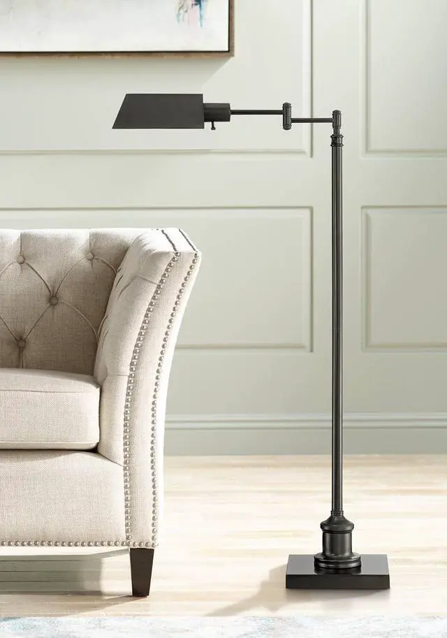Main image of Regency Hill Jenson Traditional Adjustable Pharmacy Floor Lamp Standing Base Swing Arm 54" Tall Dark Bronze Metal Bright Downward Light for Living Room Reading House Bedroom