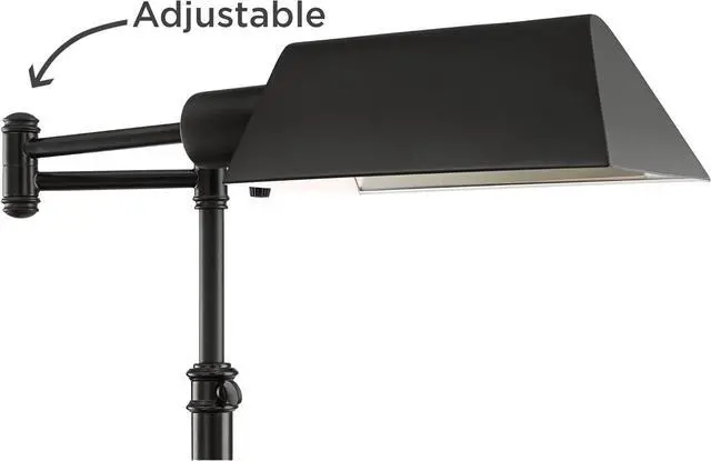 Alt view image 3 of 7 - Regency Hill Jenson Traditional Adjustable Pharmacy Floor Lamp Standing Base Swing Arm 54" Tall Dark Bronze Metal Bright Downward Light for Living Room Reading House Bedroom
