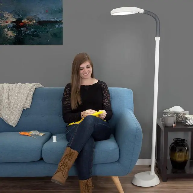 Alt view image 6 of 6 - Lavish Home 72-0820 Full Spectrum Natural Sunlight Floor Lamp with Bendable Neck-Reading, Craft, Studying, and Esthetician Light, 62.5", Beige