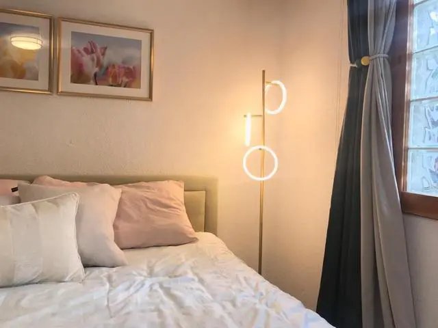 Alt view image 3 of 6 - Brightech Saturn Floor Lamp, Great Living Room Decor, Tall Contemporary Standing Tree Light for Offices, Living Rooms, with 3 LED Heads for Bedroom Reading - Gold/Brass