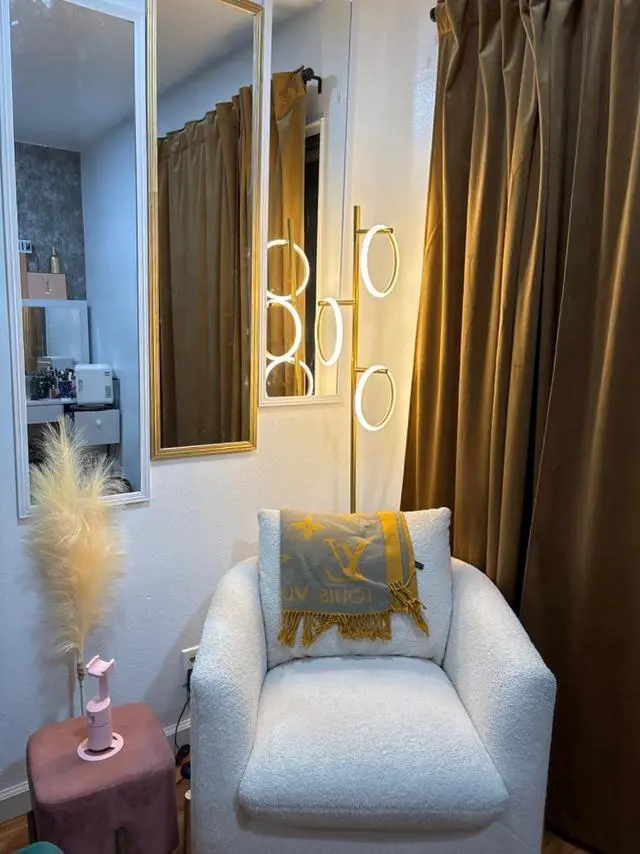Alt view image 5 of 6 - Brightech Saturn Floor Lamp, Great Living Room Decor, Tall Contemporary Standing Tree Light for Offices, Living Rooms, with 3 LED Heads for Bedroom Reading - Gold/Brass