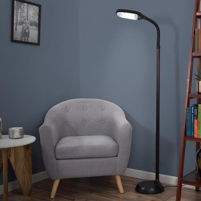 Alt view image 3 of 7 - Bedford Home Floor Lamp - Full Spectrum Natural Sunlight Lamp with Bendable Neck - Reading, Craft, Studying, and Esthetician Light (Black)
