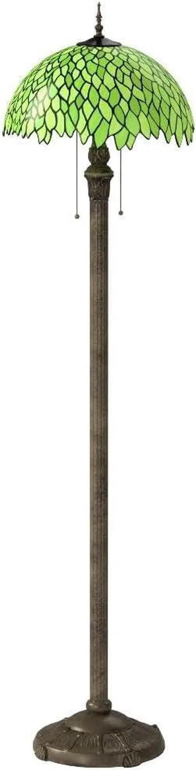 Alt view image 4 of 7 - WERFACTORY Tiffany Floor Lamp Green Wisteria Stained Glass Standing Reading Light 16X16X64 Inches Antique Style Pole Corner Lamp Decor Bedroom Living Room Home Office S523 Series