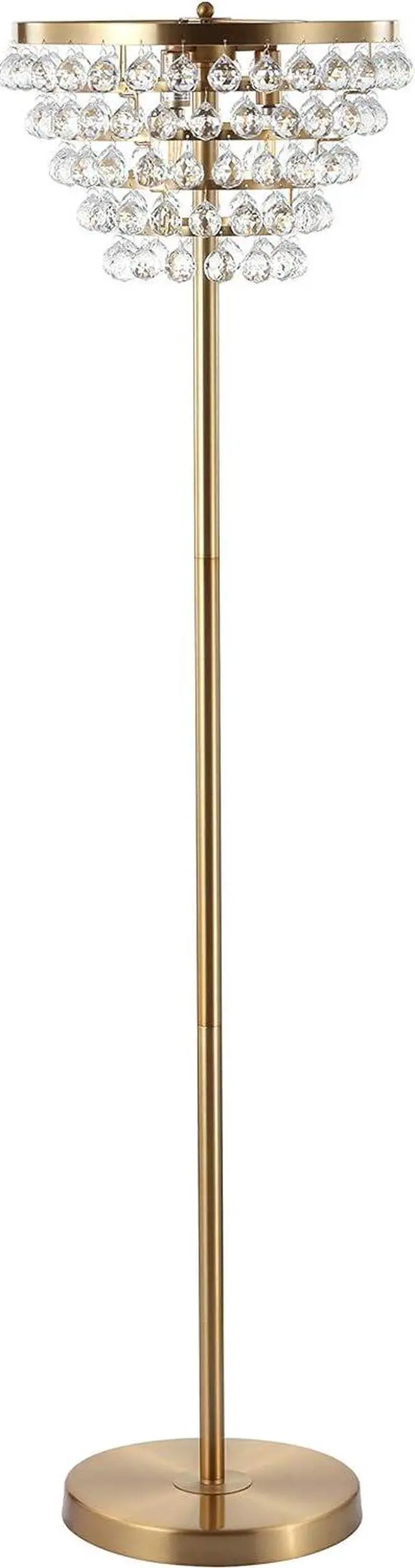 Alt view image 5 of 7 - JONATHAN Y JYL9005B Jemma 60" Crystal/Metal LED Floor Lamp, Contemporary, Modern, Transitional, Elegant, Office, Living Room, Family Room, Dining Room, Bedroom, Hallway, Foyer, Brass Gold/Clear