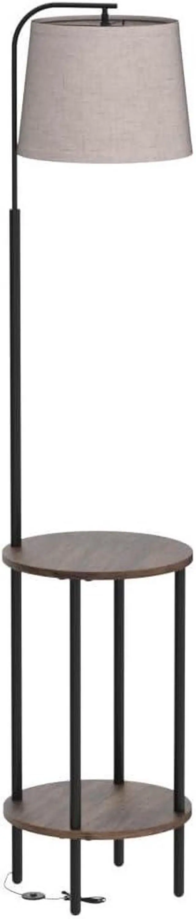Alt view image 4 of 7 - DEWENWILS Floor Lamp with Table Attached, Farmhouse Narrow Nightstand, Wooden End Side Table Floor Lamp, Adjustable Reading Lamp for Bedroom, Living Room, Office, Kids Room