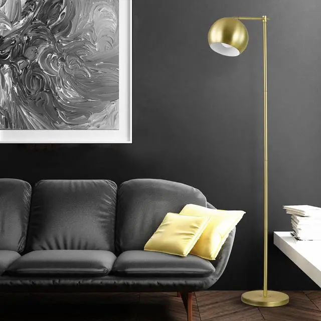 Alt view image 2 of 7 - Globe Electric 12915 Molly 60" Floor Lamp, Gold, Satin Finish, In-Line On-Off Switch