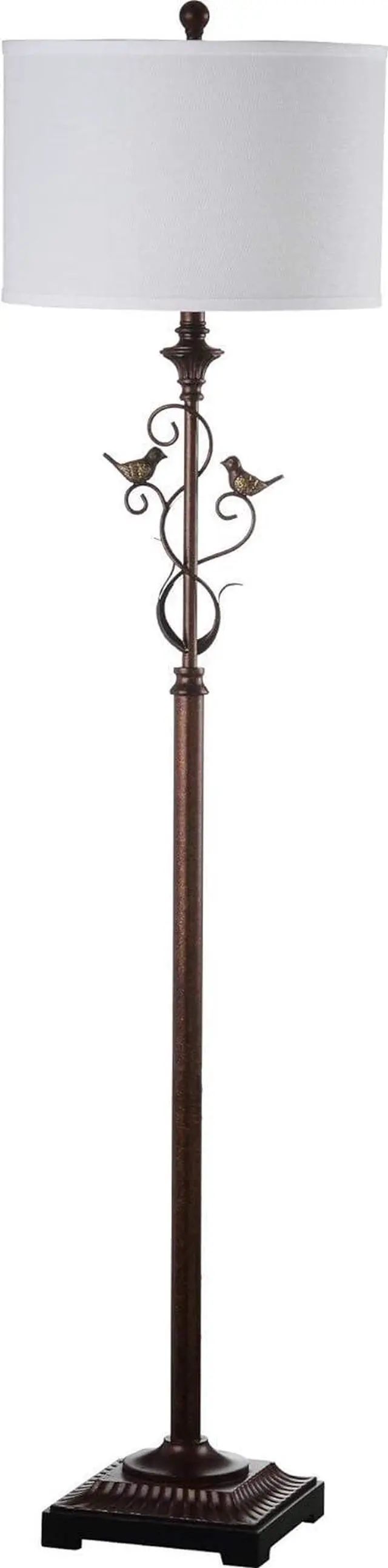 Main image of SAFAVIEH Lighting Collection Birdsong Traditional Rustic Farmhouse Oil-Rubbed Bronze 61-inch Living Room Bedroom Home Office Standing Floor Lamp (LED Bulb Included)