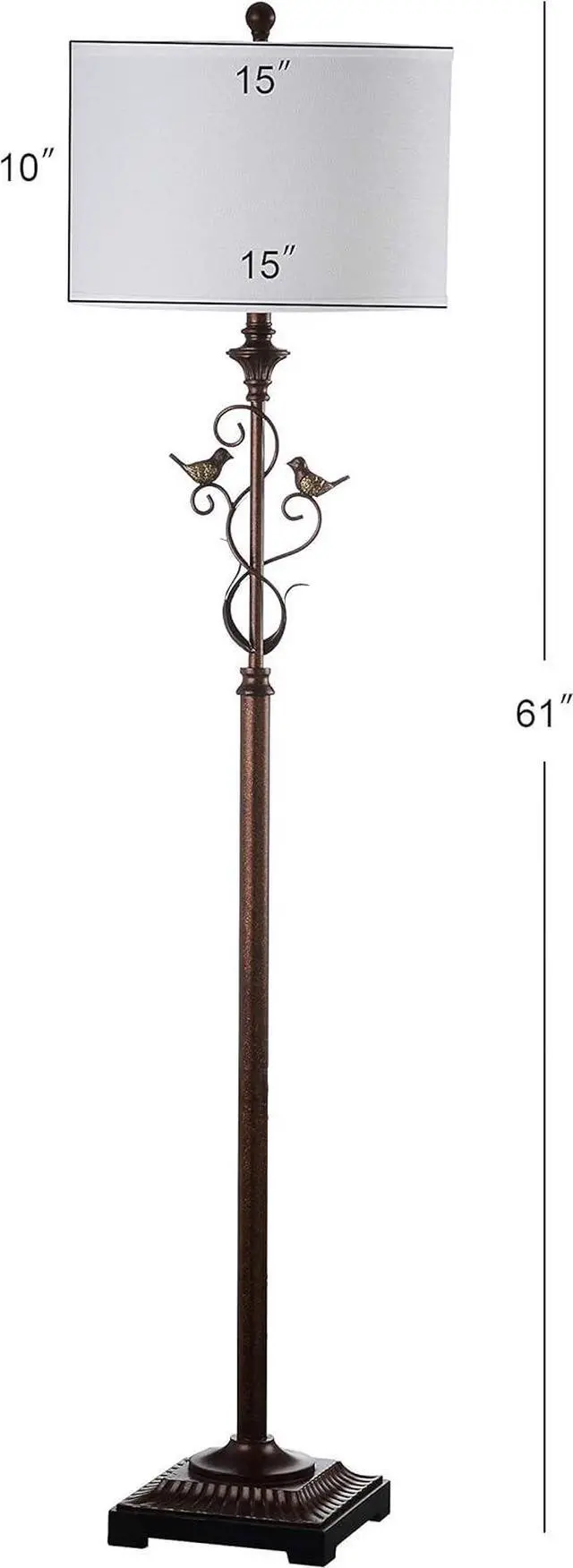Alt view image 3 of 6 - SAFAVIEH Lighting Collection Birdsong Traditional Rustic Farmhouse Oil-Rubbed Bronze 61-inch Living Room Bedroom Home Office Standing Floor Lamp (LED Bulb Included)