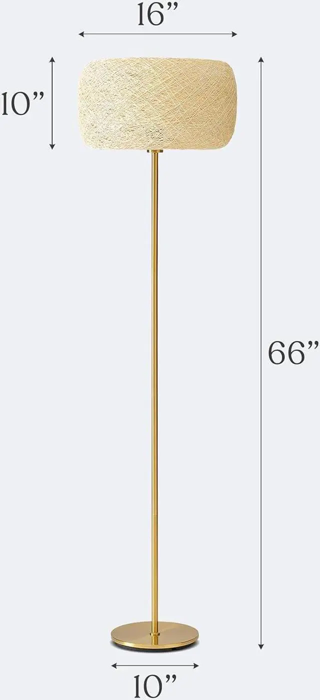 Alt view image 4 of 7 - Brightech Rowan Elegant Floor Lamp  Modern Unique Thread Shade Matches Boho, and Mid-Century Décor  Free Standing LED Light for Living Rooms and Bedrooms  Tall Indoor Lamp Gets Compliments - Brass