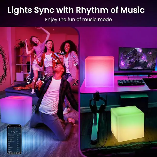 Alt view image 5 of 7 - LOFTEK 12-inch Smart Cube Lights: RGBW+IC 16 Million Colors Changing LED Furniture Night Light with APP, Music Sync & Timer Floor Lamp for Living Room Bedroom Game Atmosphere (Corded Electric)