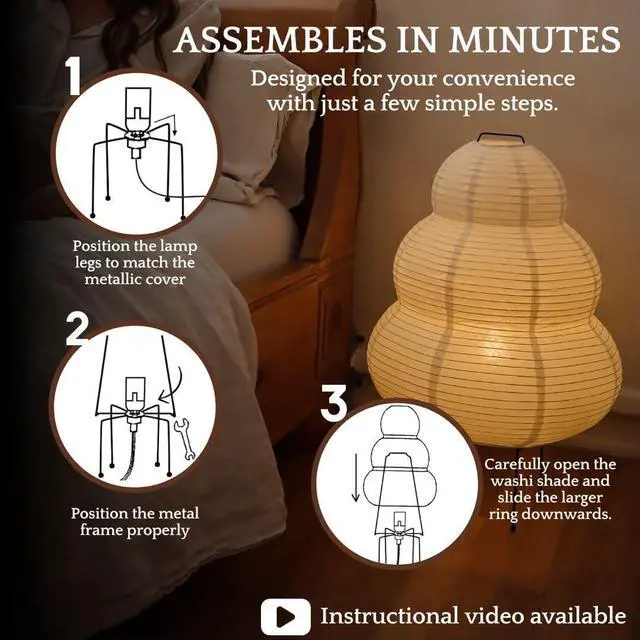 Alt view image 5 of 7 - Akari Noguchi Japanese Paper Floor Lamp  Rice Paper Lantern Lamp  Japanese Japandi Floor Lamp for Soft Ambient Lighting