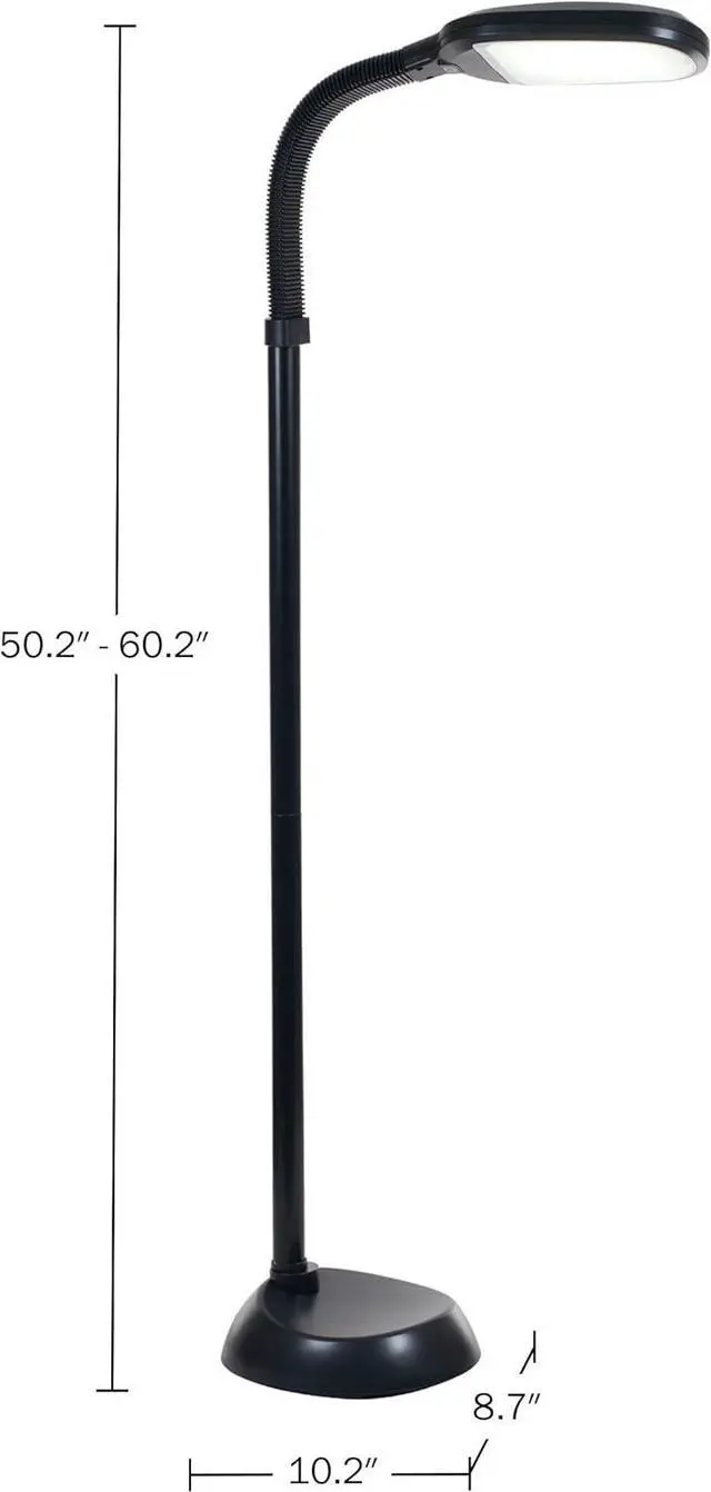 Alt view image 5 of 7 - Lavish Home LED Floor Lamp - Full Spectrum Natural Sunlight Lamp with Bendable Neck - Dimmable Reading, Craft, and Esthetician Light (Black)