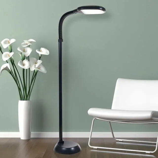Alt view image 7 of 7 - Lavish Home LED Floor Lamp - Full Spectrum Natural Sunlight Lamp with Bendable Neck - Dimmable Reading, Craft, and Esthetician Light (Black)