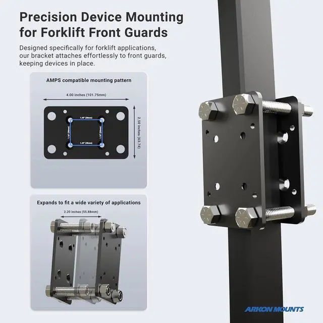 Alt view image 5 of 7 - ARKON Mounts - Forklift Locking Tablet Mount with 8.5-inch Shaft Arm Adjustable Flexibility Effortless Installation Engineered for Warehouse Vehicles Fits iPad and Samsung Tablets