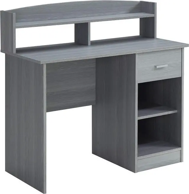 Alt view image 5 of 7 - Techni Mobili Modern Office Hutch Writing Desk, Grey