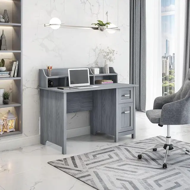 Alt view image 2 of 7 - Techni Mobili Classic Office Storage Writing Desk, Grey