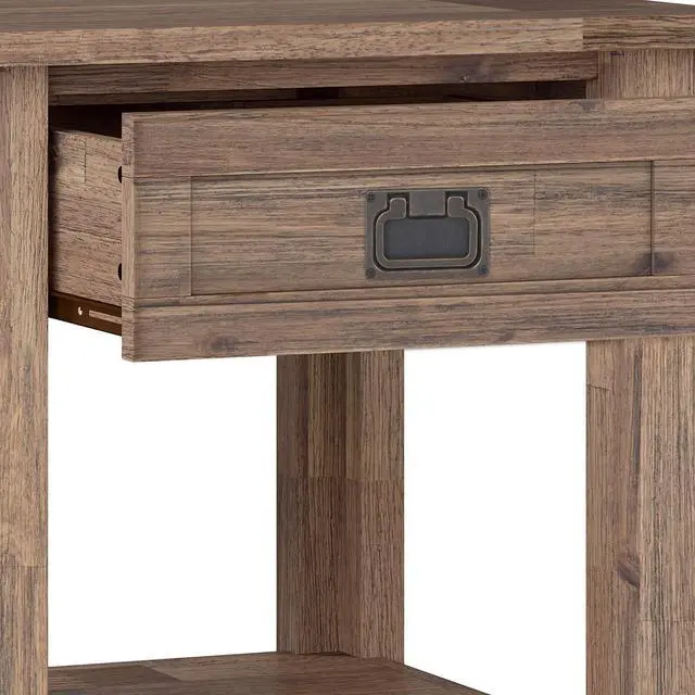 Alt view image 6 of 7 - SIMPLIHOME Monroe SOLID ACACIA WOOD 22 inch Wide Square Rustic End Table in Rustic Natural Aged Brown with Storage, 1 Drawer, for the Living Room and Bedroom