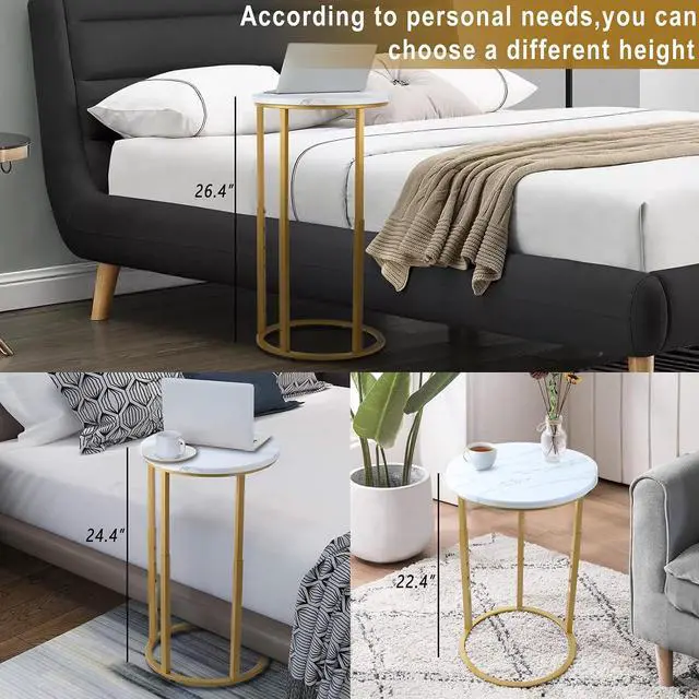 Alt view image 4 of 6 - Serteaw C-Shaped End Table, Sturdy Side Table for Couch Sofa Bedside Small Space,C Snack Table TV Tray Record Player Stand Small Tables for Living Room Bedroom,Easy to Assemble,Gold
