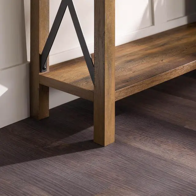 Alt view image 5 of 7 - Walker Edison Sedalia Modern Farmhouse Metal X Entry Table, 46 Inch, Rustic Oak