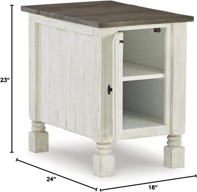 Alt view image 3 of 7 - Signature Design by Ashley Havalance French Country Chair Side End Table, White & Gray