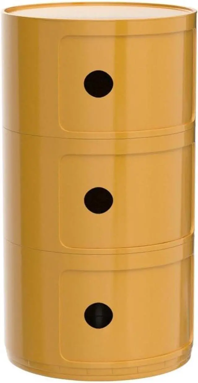 Alt view image 5 of 7 - COZYMATIC 3 Tier Round Nightstand with Storage, Modern Style Side Table, Small Cupboard Cabinet with 3 Drawers for Living Room, Bedroom, Bathroom, Narrow Space, Yellow, Pink (Yellow)