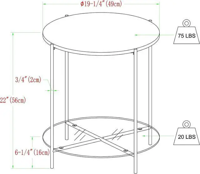 Alt view image 3 of 5 - Walker Edison Blaine Mid Century Modern Marble and Glass Round Accent Table , 20 Inch, Marble and Gold