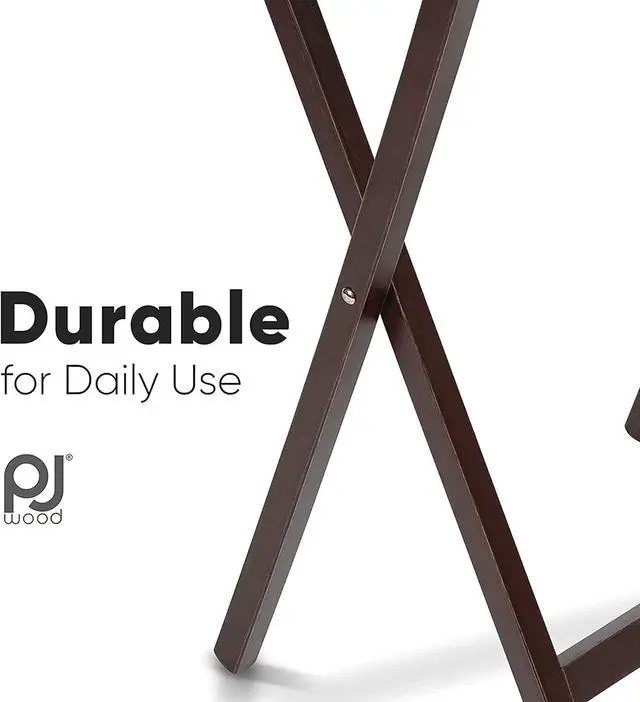 Alt view image 6 of 7 - PJ Wood 2-Pack Folding TV Tray Table Set, Solid Wood for Eating & Laptop Use, Espresso