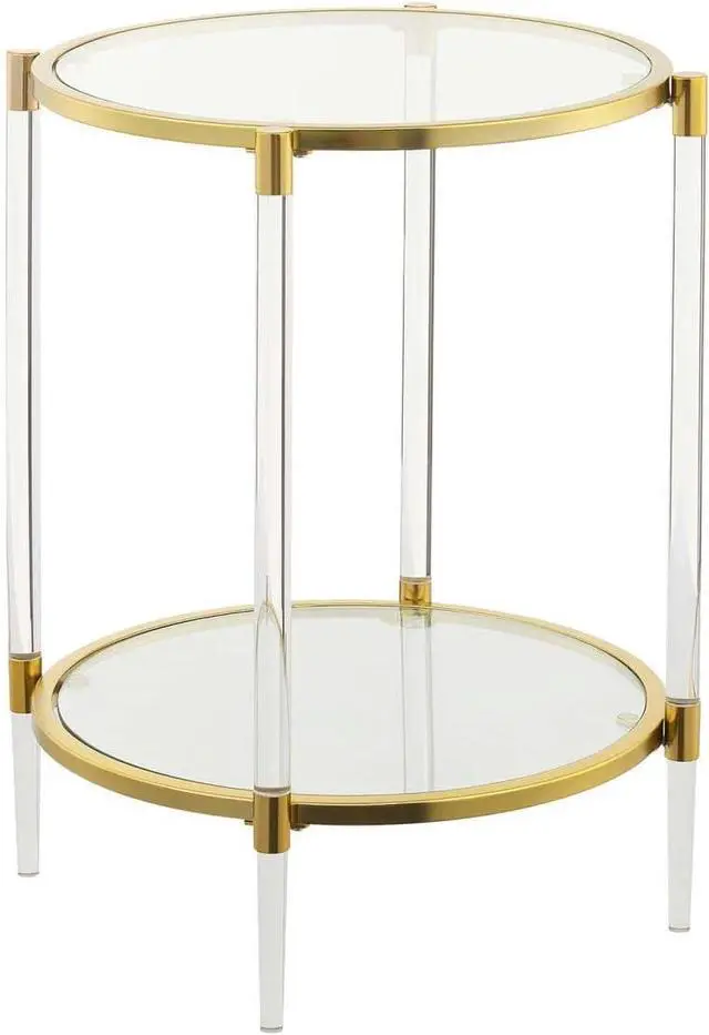Main image of Convenience Concepts Royal Crest 2 Tier Acrylic Glass End Table, Glass/Gold