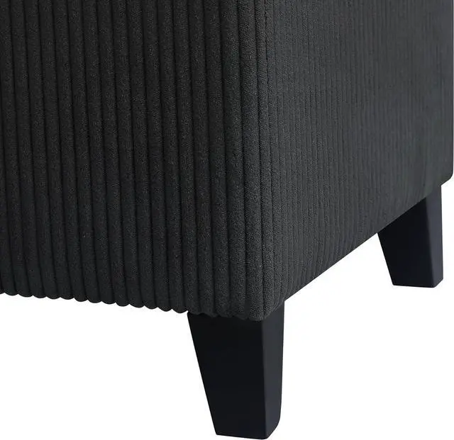 Alt view image 6 of 7 - Joveco Square Ottoman Fabric Cube Foot Rest Stool with Wooden Legs, Footstool Coffee Table Seat for Living Room Bedroom Couch, Dark Gray