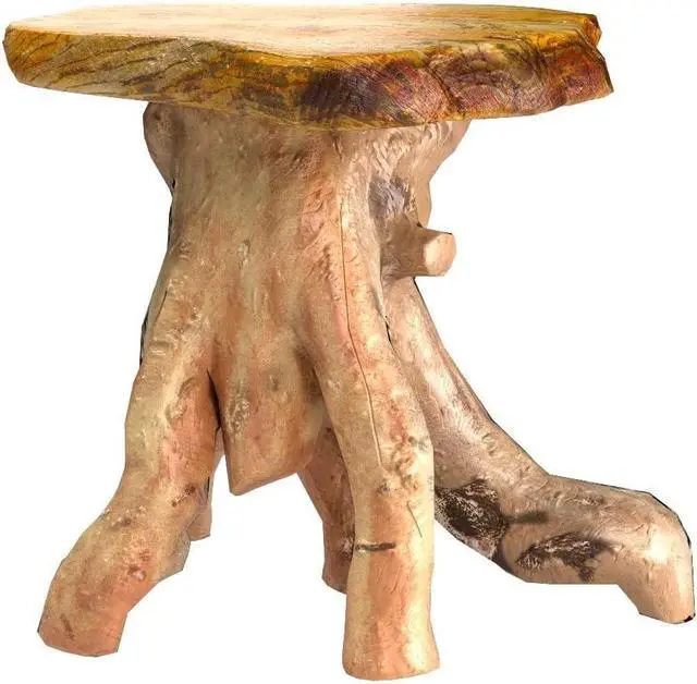 Alt view image 5 of 7 - WELLAND Natural Tree Stump Stool, 19'' Tall Side Table, Live Edge Stool, Natural Edge End Table, Accent Table, Plant Stand for Living Room, Bedroom,