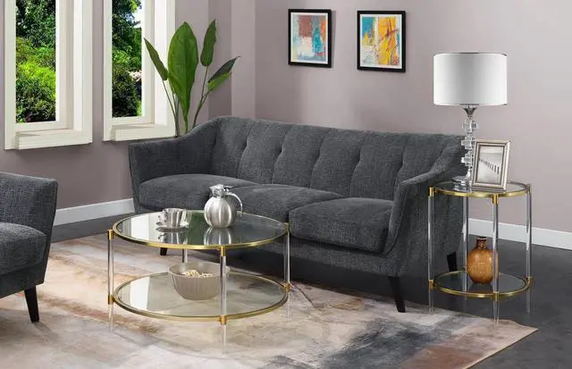 Alt view image 5 of 6 - Convenience Concepts Royal Crest 2 Tier Acrylic Glass End Table, Glass/Gold