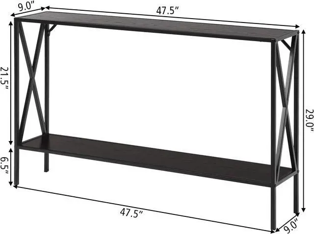 Alt view image 3 of 7 - Giantex Console Table 2-Tier 47.5 Inch Hallway Table for Entryway with Steel Structure and Shelf Elegant Table Perfect for Living Room, Office, Foyer, Corridor Compact Entryway Table (Coffee)