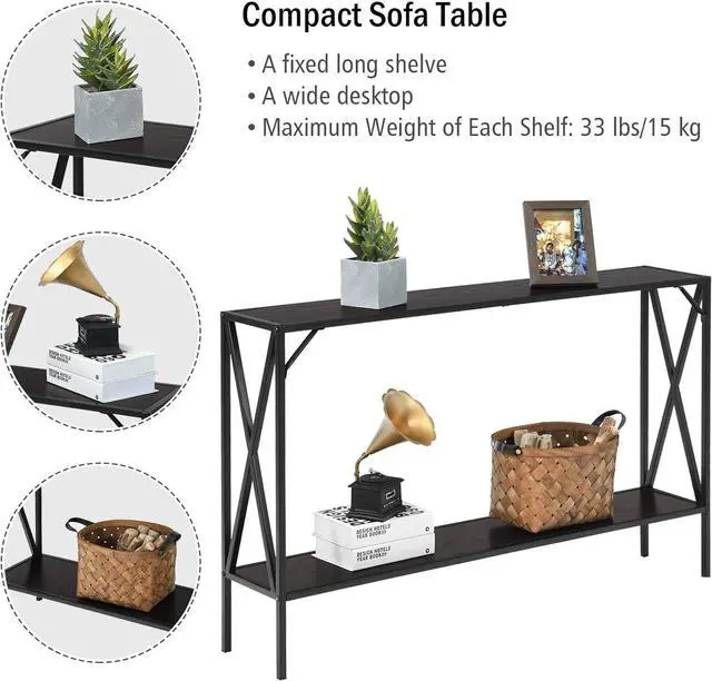 Alt view image 5 of 7 - Giantex Console Table 2-Tier 47.5 Inch Hallway Table for Entryway with Steel Structure and Shelf Elegant Table Perfect for Living Room, Office, Foyer, Corridor Compact Entryway Table (Coffee)