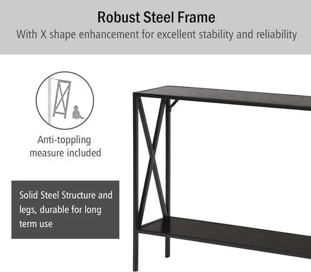 Alt view image 6 of 7 - Giantex Console Table 2-Tier 47.5 Inch Hallway Table for Entryway with Steel Structure and Shelf Elegant Table Perfect for Living Room, Office, Foyer, Corridor Compact Entryway Table (Coffee)