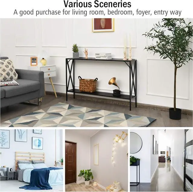 Alt view image 7 of 7 - Giantex Console Table 2-Tier 47.5 Inch Hallway Table for Entryway with Steel Structure and Shelf Elegant Table Perfect for Living Room, Office, Foyer, Corridor Compact Entryway Table (Coffee)