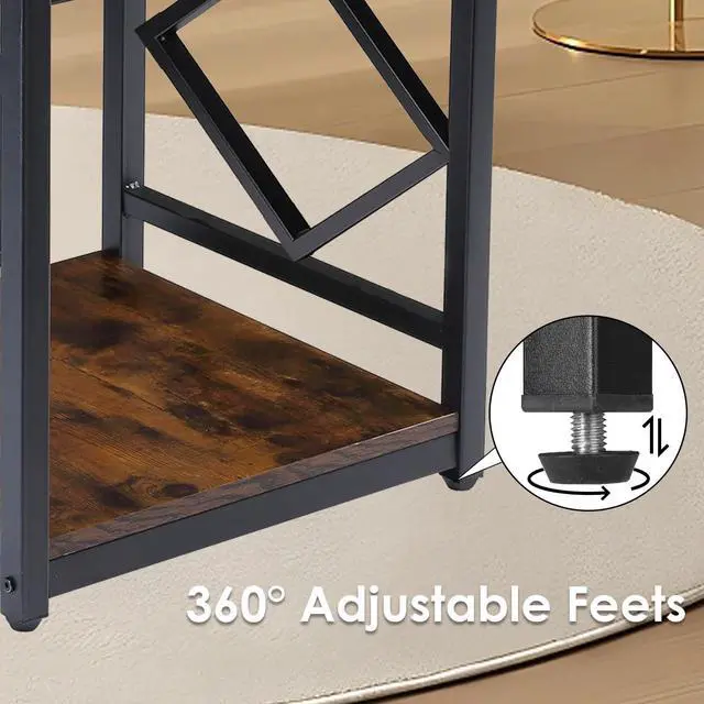 Alt view image 5 of 5 - Mini Fridge Table with Storage Industrial End Table Square Bedside Table with Large Capacity Storage Metal Frame Nightstand Coffee Stand Printer Table for Living Room Bedroom Rustic Brown