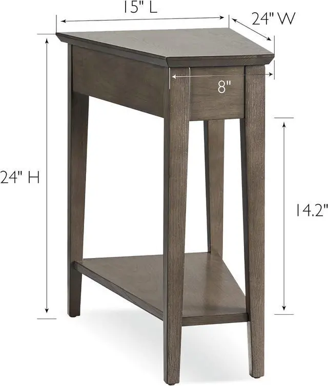 Alt view image 3 of 7 - Teegan Solid Wood Recliner Wedge End Side Table with Shelf, Smoke Gray, Perfect for Living Rooms, Bedrooms, and Small Spaces  Leick Home, 10074-GR