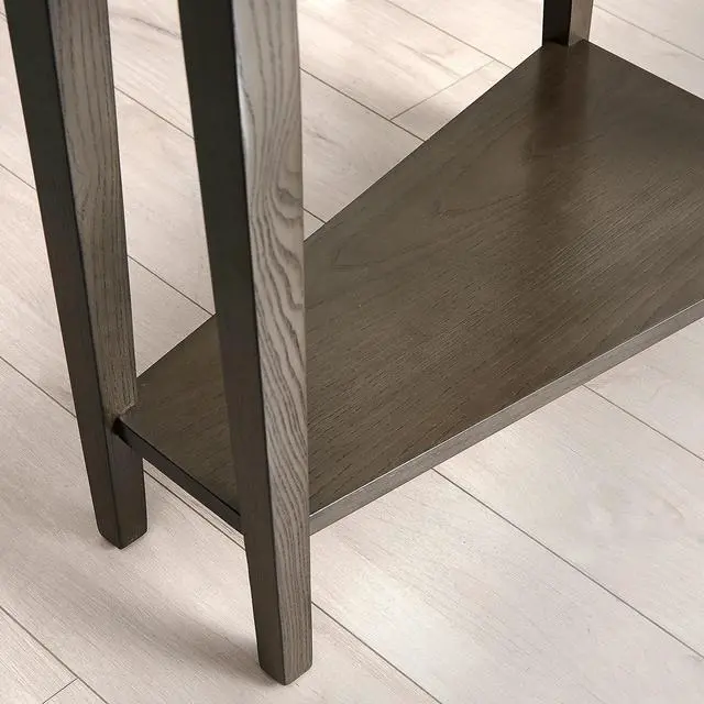 Alt view image 6 of 7 - Teegan Solid Wood Recliner Wedge End Side Table with Shelf, Smoke Gray, Perfect for Living Rooms, Bedrooms, and Small Spaces  Leick Home, 10074-GR