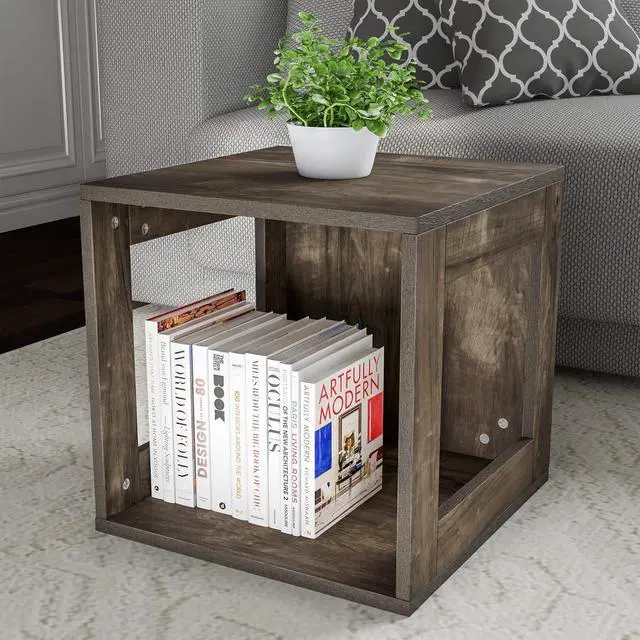 Main image of Lavish Home Stackable Cube End Table - Contemporary Minimalist Modular Accent Piece with Open Sides for Bedroom, Living Room, or Office (Gray)