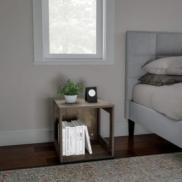 Alt view image 6 of 7 - Lavish Home Stackable Cube End Table - Contemporary Minimalist Modular Accent Piece with Open Sides for Bedroom, Living Room, or Office (Gray)