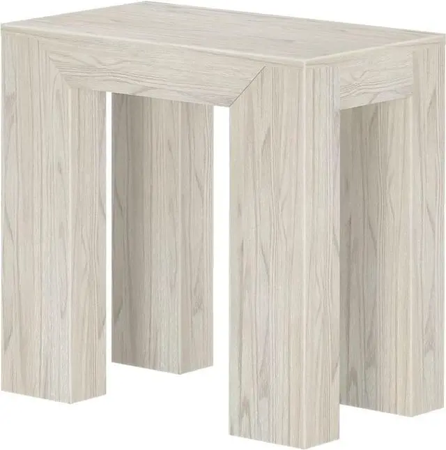 Alt view image 2 of 7 - Plank+Beam Modern Rectangular Side Table, Slim Side Table for Living Room, Narrow Nightstand for Small Spaces, Wood End Table for Bedroom, White Sand Wirebrush