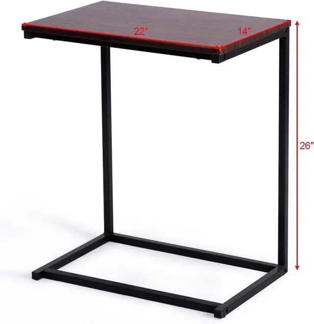 Alt view image 3 of 7 - Tangkula Sofa Side End Table C Table Laptop Holder End Stand Desk Coffee Tray Side Table Notebook Tablet Beside Bed Sofa Portable Workstation (Brown)
